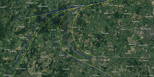 A map showing a proposed trial route at London Gatwick