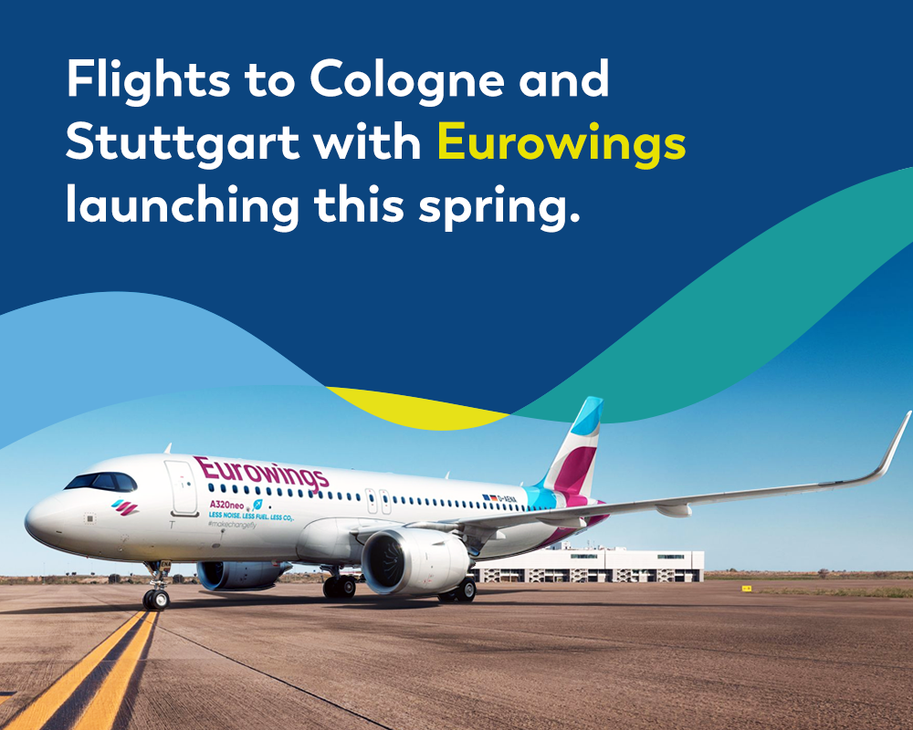 Flights to Cologne and Stuttgart with Eurowings launching the spring.
