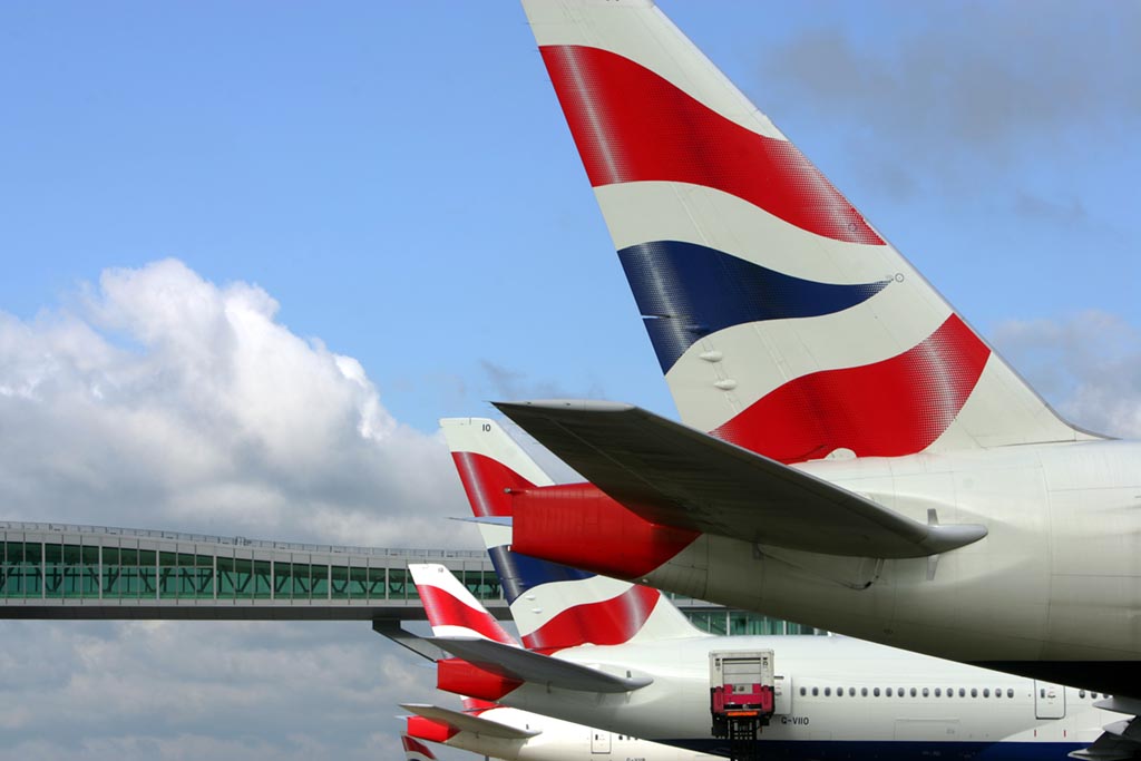 British Airways aircraft lined up at London Gatwick