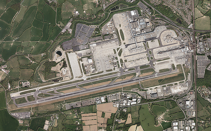 A high altitude aerial modern photograph of London Gatwick