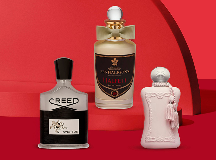 Bottles of premium perfumes available to pre-order from World Duty Free