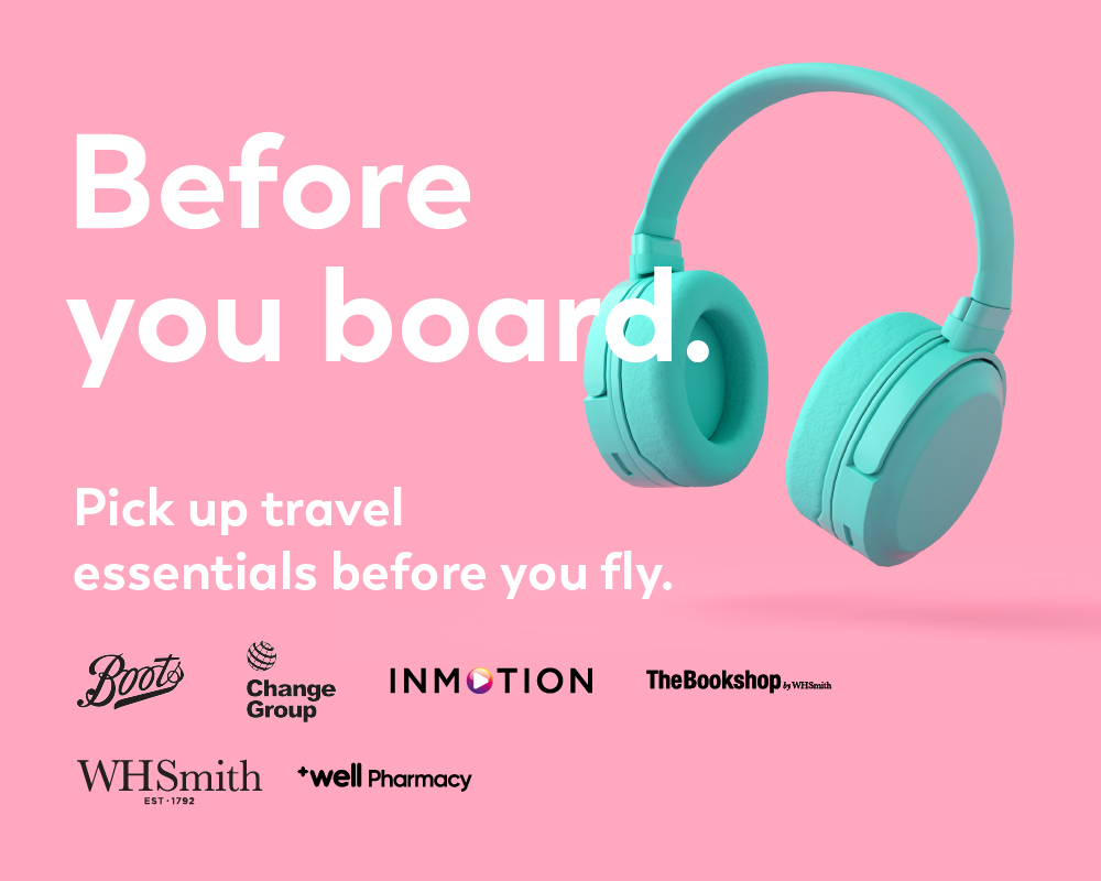 Before you board. Pick up travel essentials before you fly.