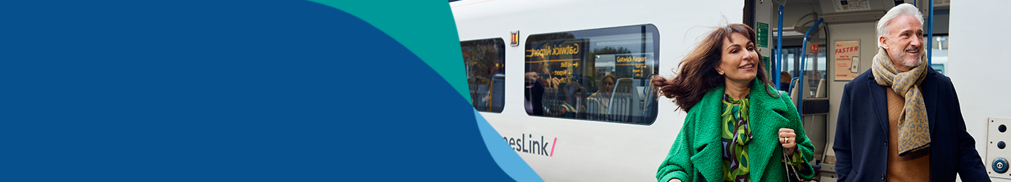 Banner image showing passengers disembarking train at London Gatwick train station