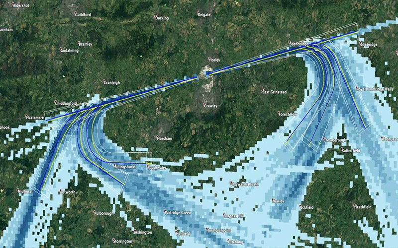 A map showing a proposed trial route at London Gatwick