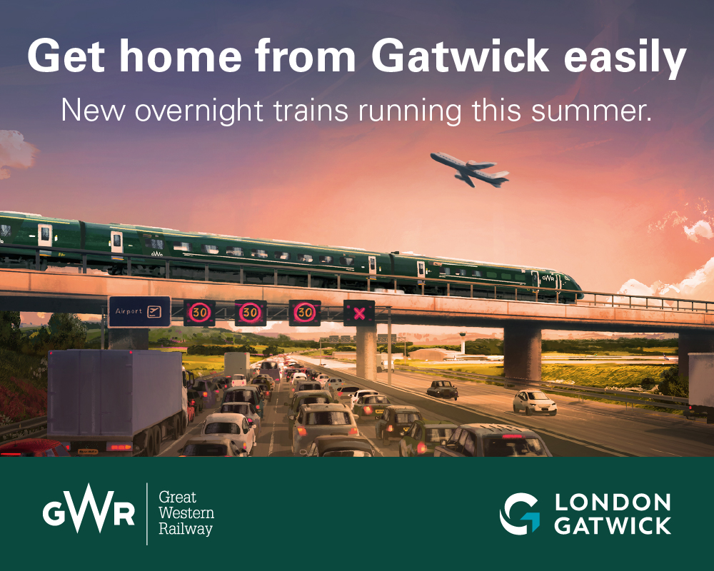 Get home from Gatwick easily. New overnight trains running this summer. Great Western Railway, link.