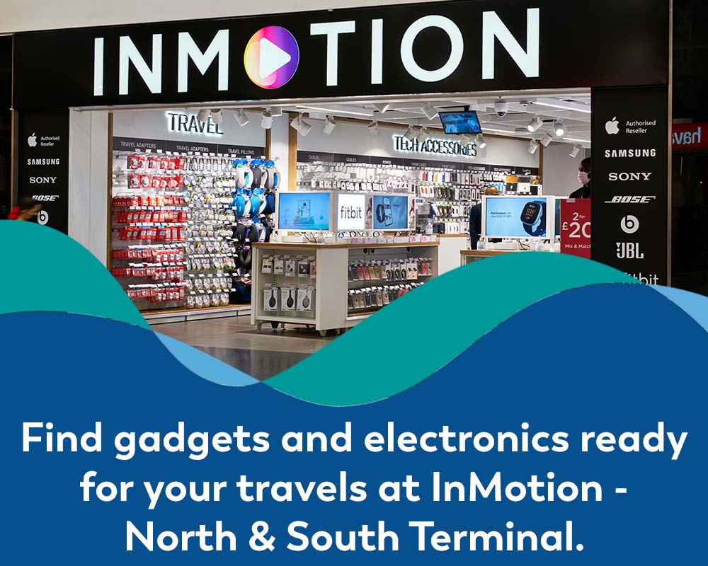 Banner advertising InMotion stores in Gatwick North and South Terminals