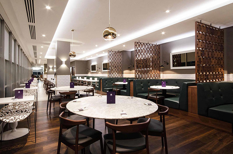 No1 Traveller Lounge in Gatwick Airport's North Terminal featuring seating booths