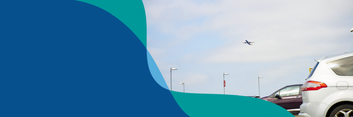 London Gatwick brand flow line over dark blue background