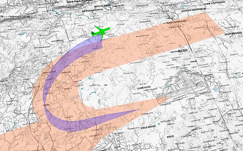 a map of the route 4 departure/arrival route out of Gatwick
