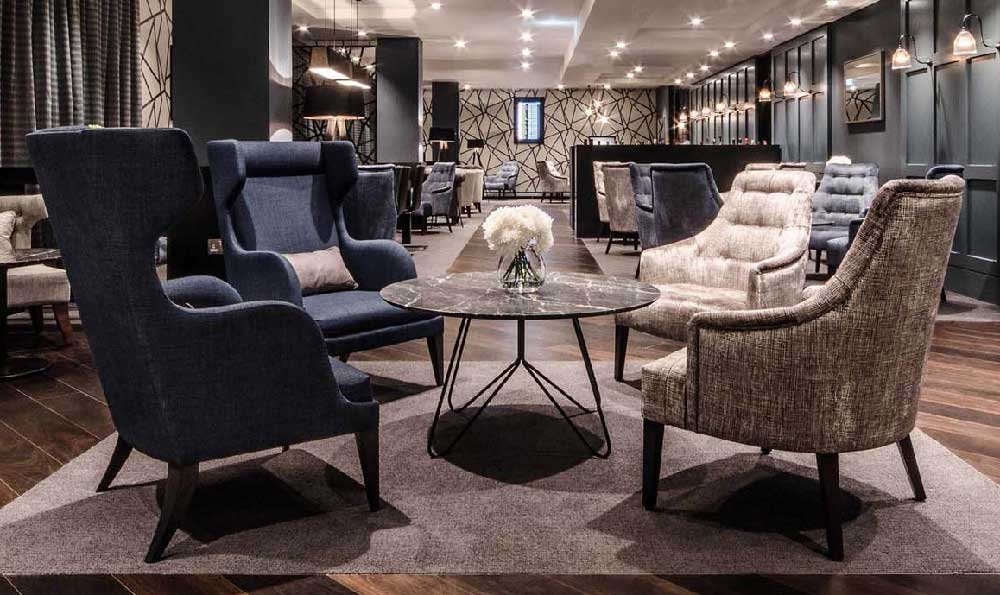 Comfortable seats in a Gatwick Airport South Terminal lounge