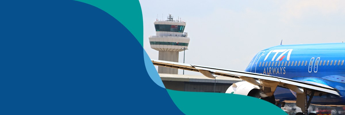 London Gatwick brand flow line over dark blue background