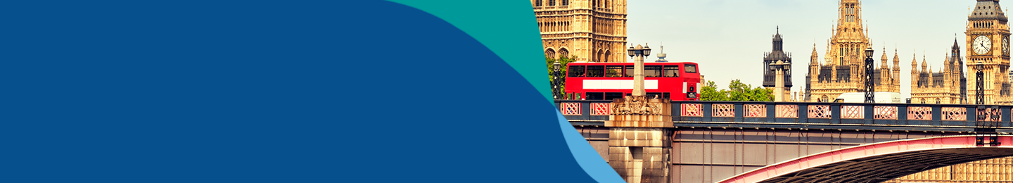 Banner image showing Big Ben with red bus in London