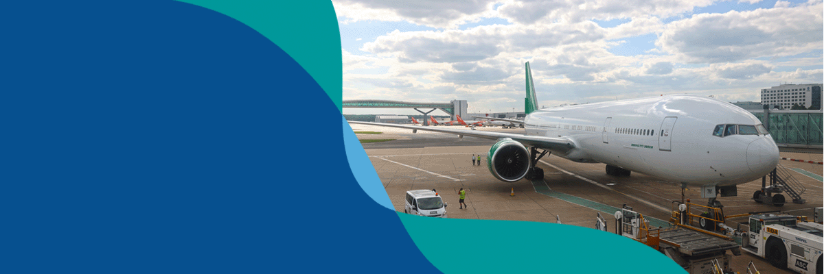 London Gatwick brand flow line over dark blue background