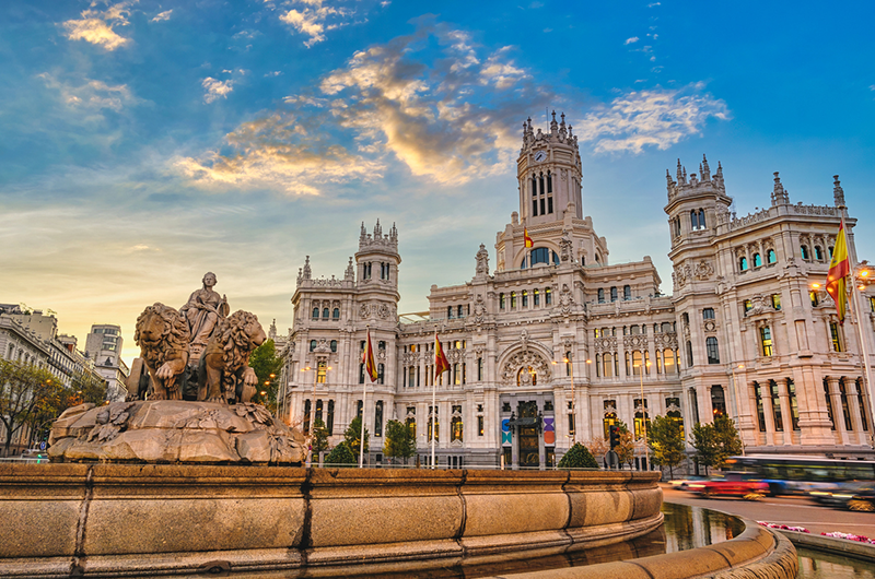 Cibeles Fountain Town Square in Madrid