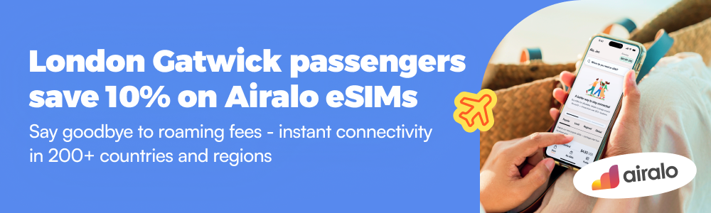 London Gatwick passengers save 10 percent on Airalo eSIMs, link