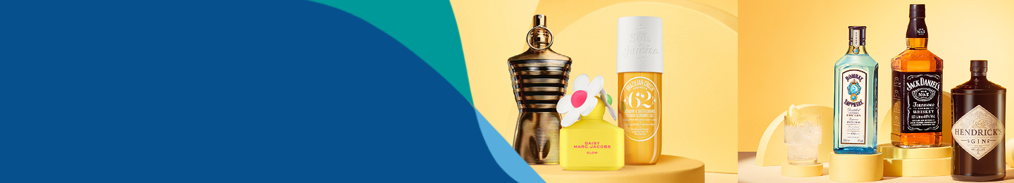 Banner image showing items available to reserve in advance from World Duty Free at London Gatwick