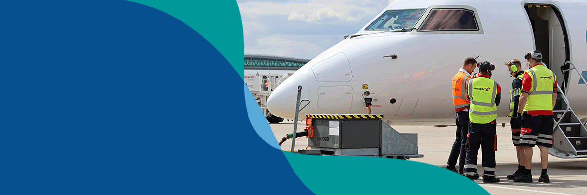  London Gatwick brand flow line over dark blue background